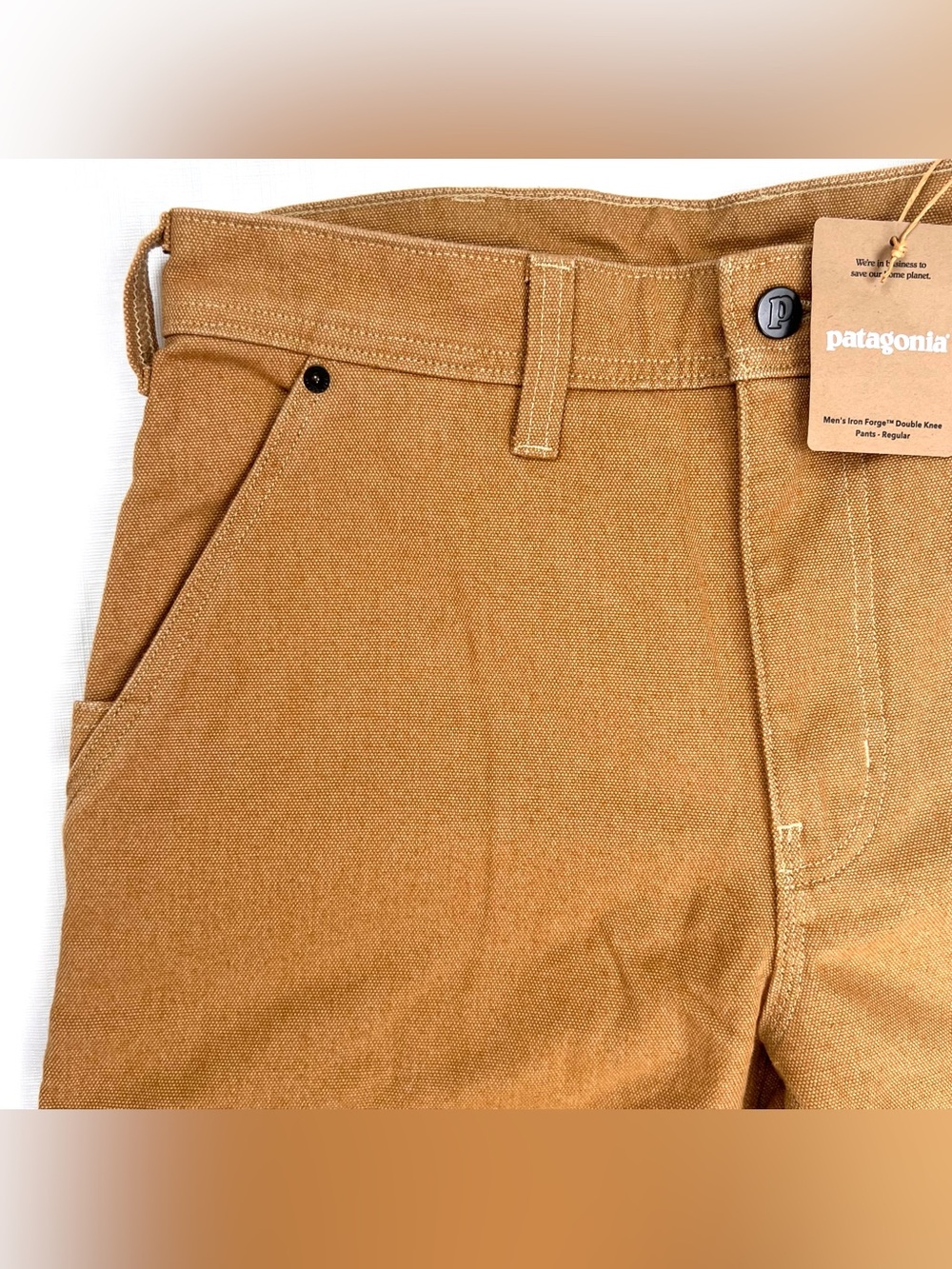 Patagonia Iron Forge Double Knee Pants Men's 32X33 Brown Hemp Canvas Work Wear - Picture 4 of 15